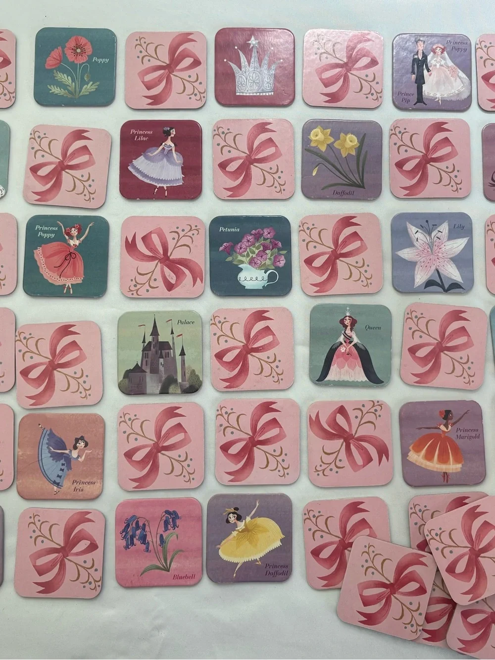 Princess Memory Matching Card Game - Pink Bow Design